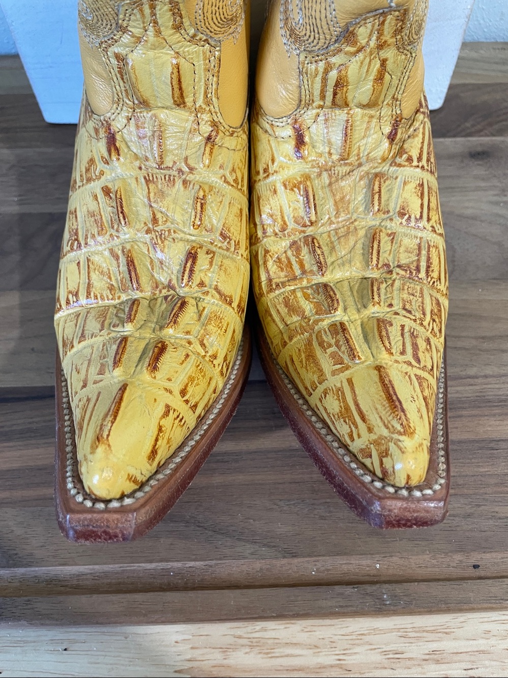 Cowboy Boots Kids Sz 13 NWT Croc Embossed Leather Gold Donald Western Wear Ranch